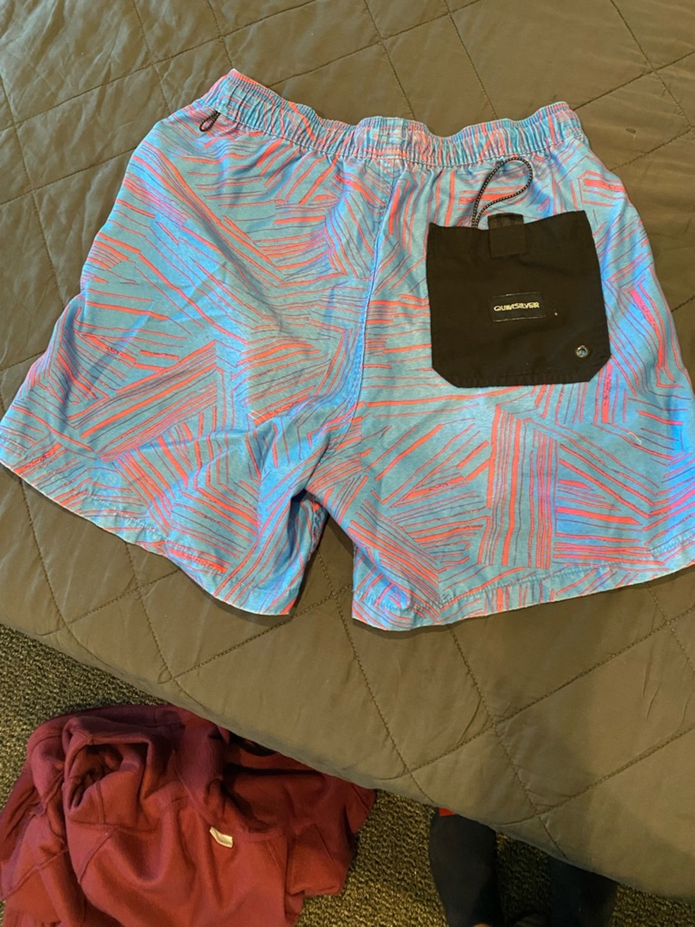 Quiksilver Blue & Coral Patterned Shorts - Picture 5 of 6